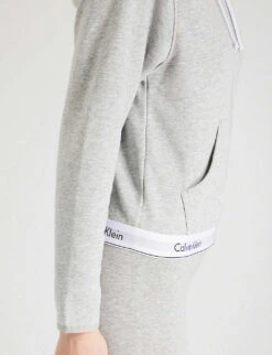 Calvin Klein Modern Cotton Zip-up Cotton-jersey Hoody -Whistles Shop 109 3003262 QS5667E 020GREYHEATHER ALT05
