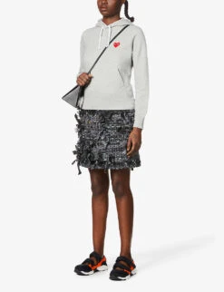 Comme Des Garçons Play Logo-embroidered Cotton-jersey Hoody 9 Comme Des Garçons Play Logo-embroidered Cotton-jersey Hoody -Whistles Shop 143 2000022 P1T169 GREY ALT01