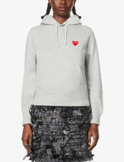 Comme Des Garçons Play Logo-embroidered Cotton-jersey Hoody 10 Comme Des Garçons Play Logo-embroidered Cotton-jersey Hoody -Whistles Shop 143 2000022 P1T169 GREY ALT02