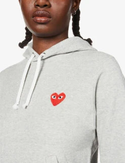 Comme Des Garçons Play Logo-embroidered Cotton-jersey Hoody 12 Comme Des Garçons Play Logo-embroidered Cotton-jersey Hoody -Whistles Shop 143 2000022 P1T169 GREY ALT04