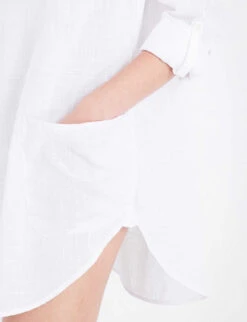 Seafolly Boyfriend Cotton Beach Shirt -Whistles Shop 186 3000714 52815TO WHITE ALT05