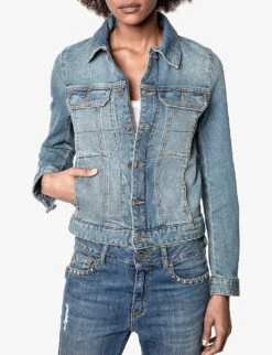 Zadig & Voltaire Kioky Faded Stretch-denim Jacket 9 Zadig & Voltaire Kioky Faded Stretch-denim Jacket -Whistles Shop 669 10175 PWGCT3403F BLEU ALT01