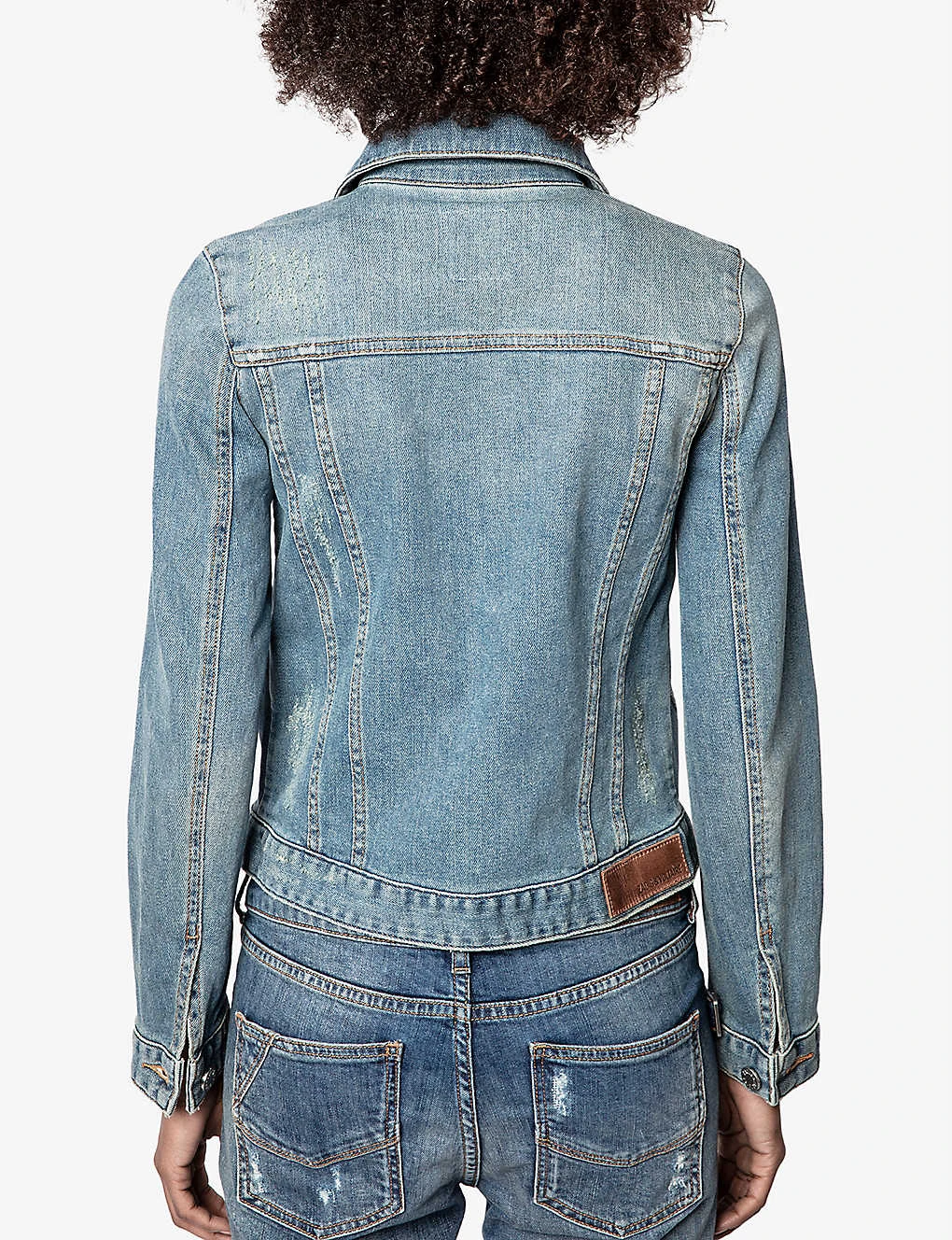Zadig & Voltaire Kioky Faded Stretch-denim Jacket 4 Zadig & Voltaire Kioky Faded Stretch-denim Jacket - Image 4