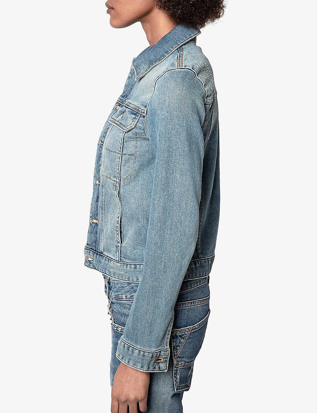 Zadig & Voltaire Kioky Faded Stretch-denim Jacket 5 Zadig & Voltaire Kioky Faded Stretch-denim Jacket - Image 5