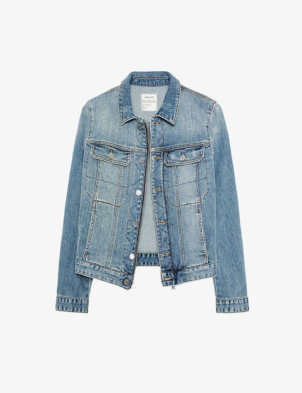 Zadig & Voltaire Kioky Faded Stretch-denim Jacket 2 Zadig & Voltaire Kioky Faded Stretch-denim Jacket - Image 2