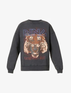 ANINE BING Tiger Graphic-print Cotton-jersey Sweatshirt