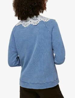 Whistles Bonjour Embroidered Cotton Jumper -Whistles Shop R03741467 BLUE ALT02