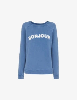 Whistles Bonjour Embroidered Cotton Jumper