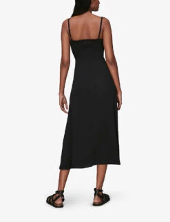 Whistles Gracia Square-neck Woven Midi Dress 7 Whistles Gracia Square-neck Woven Midi Dress -Whistles Shop R03762691 BLACK ALT02