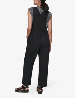 Whistles Leni Square-neck Denim Dungarees -Whistles Shop R03776768 BLACK ALT02