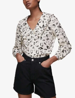 Whistles Authentic High-rise Organic-cotton Denim Shorts -Whistles Shop R03790211 BLACK ALT03