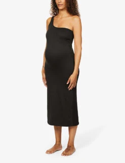 Maternity The Sarah Asymmetric Stretch-woven Maxi Dress -Whistles Shop R03811968 BLACK ALT02