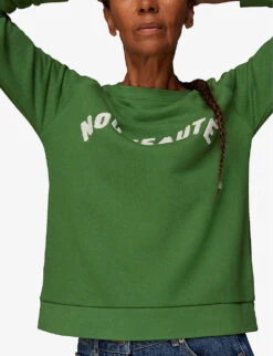Whistles Nouveaute Embroidered Cotton-jersey Sweatshirt -Whistles Shop R03832666 GREEN ALT02
