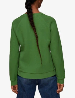 Whistles Nouveaute Embroidered Cotton-jersey Sweatshirt -Whistles Shop R03832666 GREEN ALT03