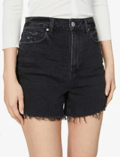 Paige Dani Distressed High-rise Stretch-denim Shorts -Whistles Shop R03889846 DARKRAVENDESTRUCTED ALT04