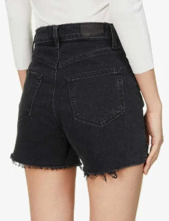 Paige Dani Distressed High-rise Stretch-denim Shorts -Whistles Shop R03889846 DARKRAVENDESTRUCTED ALT05