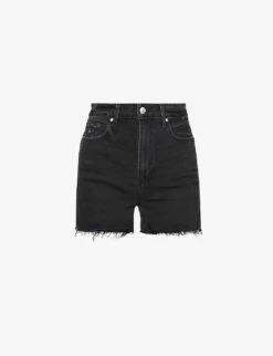 Paige Dani Distressed High-rise Stretch-denim Shorts