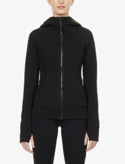 Lululemon Scuba Slim-fit Cotton-blend Knitted Hoody -Whistles Shop R03897526 BLACK ALT02