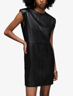 AllSaints Mika Panelled Leather Mini Dress -Whistles Shop R03921151 BLACK ALT02