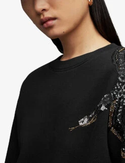 AllSaints Tempest Separo Organic Cotton-blend Sweatshirt 9 AllSaints Tempest Separo Organic Cotton-blend Sweatshirt -Whistles Shop R03925682 BLACK ALT04
