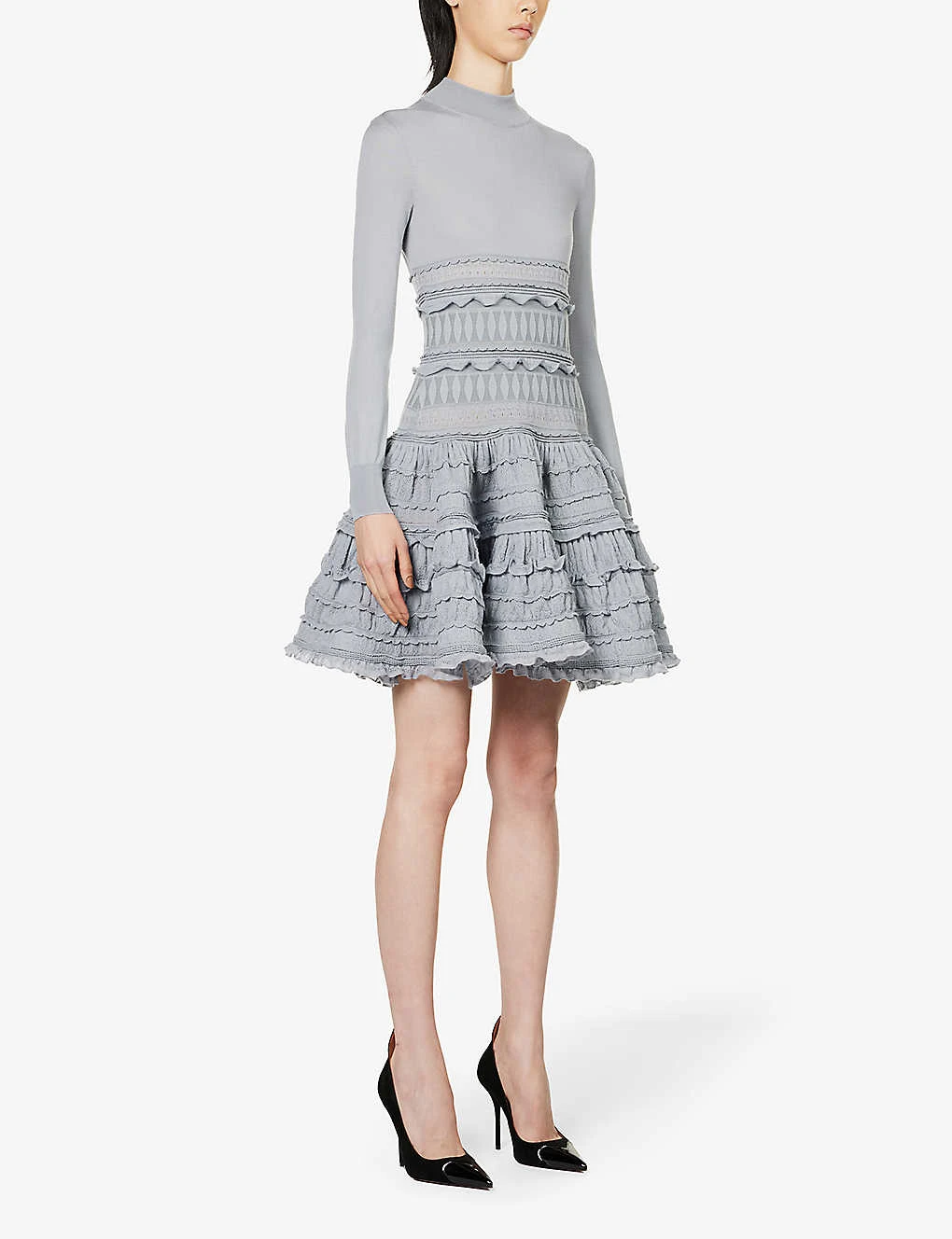 ALAIA Ruffled Tiered-hem Wool Midi Dress 3 ALAIA Ruffled Tiered-hem Wool Midi Dress - Image 3