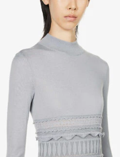 ALAIA Ruffled Tiered-hem Wool Midi Dress 9 ALAIA Ruffled Tiered-hem Wool Midi Dress -Whistles Shop R03955776 GRISCLAIR ALT04