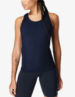 Sweaty Betty Athlete Sleeveless Stretch-woven Vest Top -Whistles Shop R03958952 NAVYBLUE ALT02