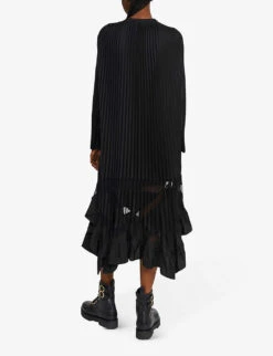 CLAUDIE PIERLOT Riversa Pleated Ruffled Woven Maxi Dress -Whistles Shop R03959840 NOIRGRIS ALT03