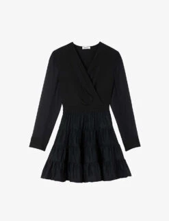 Sandro Ruffled Woven Mini Dress