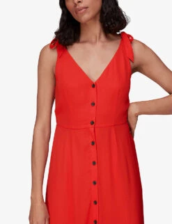 Whistles Hanna Tie-shoulder Woven Midi Dress -Whistles Shop R03971412 RED ALT05