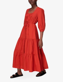 Whistles Nelly Organic Cotton Trapeze Dress -Whistles Shop R03977505 RED ALT02