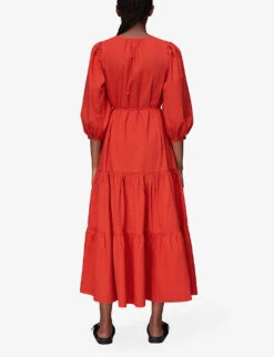 Whistles Nelly Organic Cotton Trapeze Dress -Whistles Shop R03977505 RED ALT03