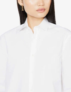 The Girlfriend A-line Organic-cotton Shirt -Whistles Shop R03980436 WHITE ALT04