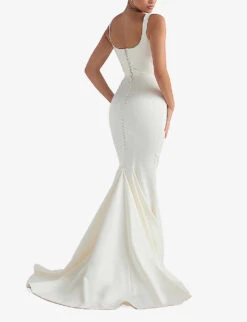 Emilie Cowl-neckline Satin Bridal Gown -Whistles Shop R03983453 OFFWHITE ALT03