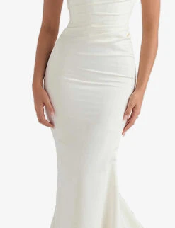 Emilie Cowl-neckline Satin Bridal Gown -Whistles Shop R03983453 OFFWHITE ALT04