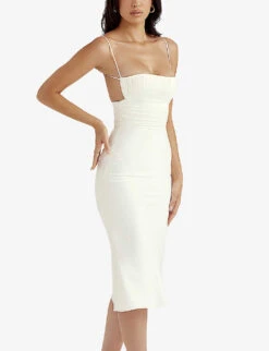 Lois Corset Satin Midi Dress -Whistles Shop R03998576 IVORY ALT04