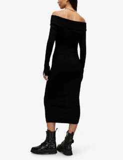 AllSaints Livia Off-the-shoulder Woven Dress -Whistles Shop R04008731 BLACK ALT03