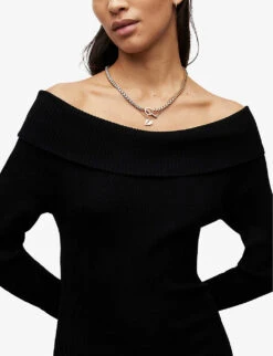 AllSaints Livia Off-the-shoulder Woven Dress -Whistles Shop R04008731 BLACK ALT04