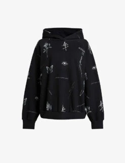 AllSaints Ventra Talon Graphic Organic Cotton-jersey Hoody