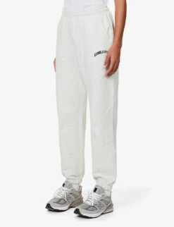 Branded Tapered High-rise Cotton-jersey Jogging Bottoms 7 Branded Tapered High-rise Cotton-jersey Jogging Bottoms -Whistles Shop R04010186 LIGHTGREYMELANGE ALT02