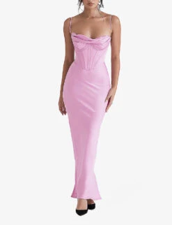 Charmaine Corset Satin Maxi Dress -Whistles Shop R04011195 PINK ALT02