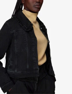 Whistles Oversized-collar Boxy-fit Denim Jacket -Whistles Shop R04031884 BLACK ALT02