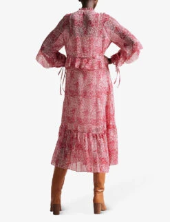 Ted Baker Floral-print Ruffle-trim Woven Midi Dress -Whistles Shop R04031920 IVORY ALT02