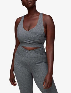 Whistles Wrap-front Cropped High-rise Stretch Recycled-polyester Leggings -Whistles Shop R04056789 GREY ALT02