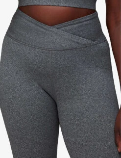 Whistles Wrap-front Cropped High-rise Stretch Recycled-polyester Leggings -Whistles Shop R04056789 GREY ALT04