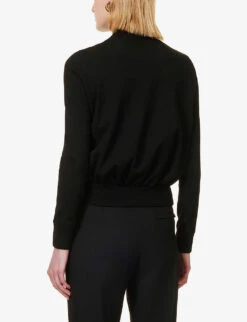 Bottega Veneta Turtleneck Brand-embroidered Wool-blend Jumper -Whistles Shop R04064609 BLACK ALT03