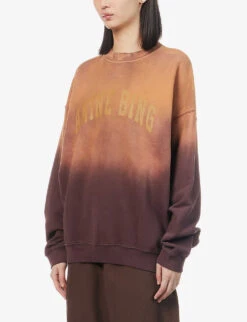 ANINE BING Harvey Logo-embellished Organic-cotton Sweatshirt -Whistles Shop R04066412 BURGUNDY ALT02