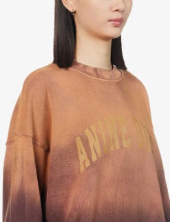 ANINE BING Harvey Logo-embellished Organic-cotton Sweatshirt -Whistles Shop R04066412 BURGUNDY ALT04