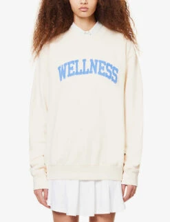 Wellness Slogan-print Cotton-jersey Sweatshirt -Whistles Shop R04068982 CREAMBLUE ALT02
