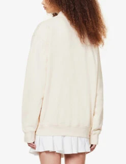 Wellness Slogan-print Cotton-jersey Sweatshirt -Whistles Shop R04068982 CREAMBLUE ALT03